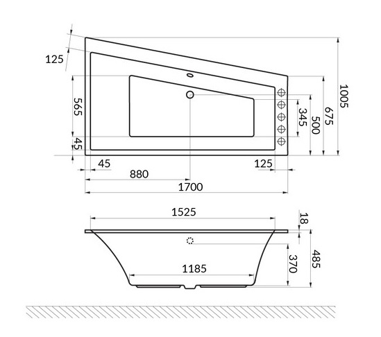 Акриловая ванна Excellent Sfera Slim 170x100 R