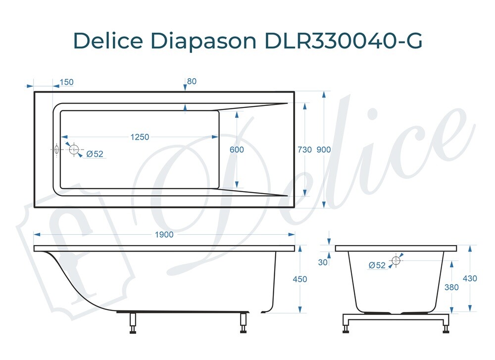 Ванна из искусственного камня Delice Diapason 190x90 глянцевая DLR330040-G