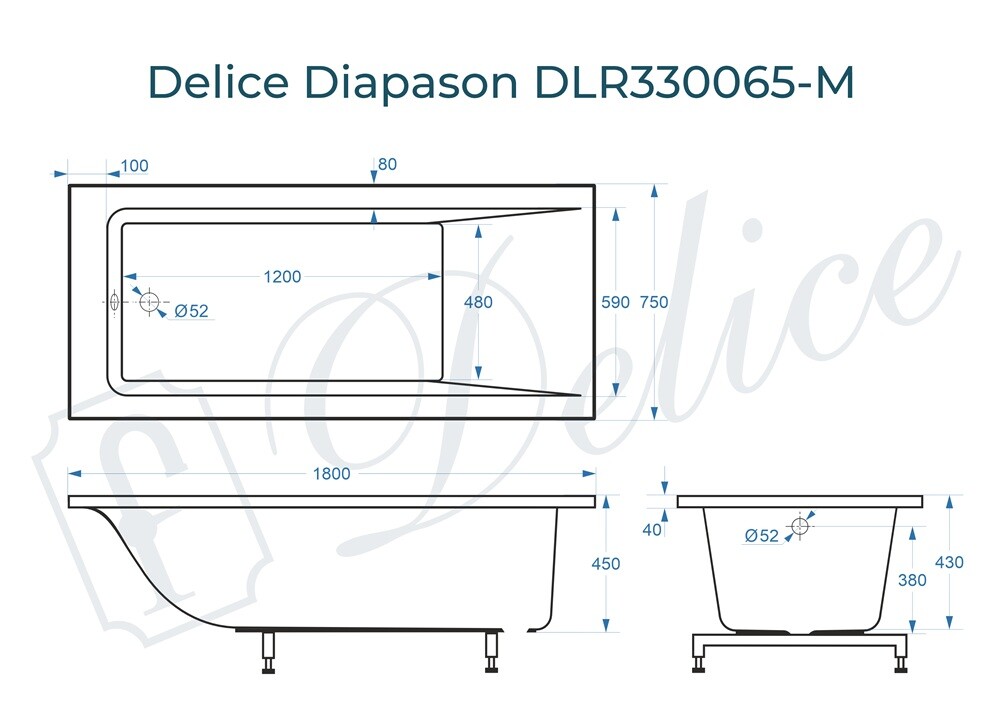 Ванна из искусственного камня Delice Diapason 180x75 матовая DLR330065-M