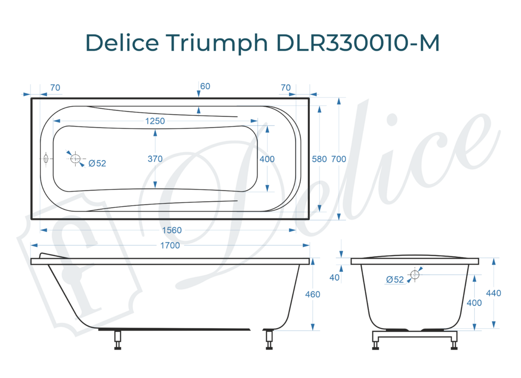 Ванна из искусственного камня Delice Triumph 170x70 матовая DLR330010-M