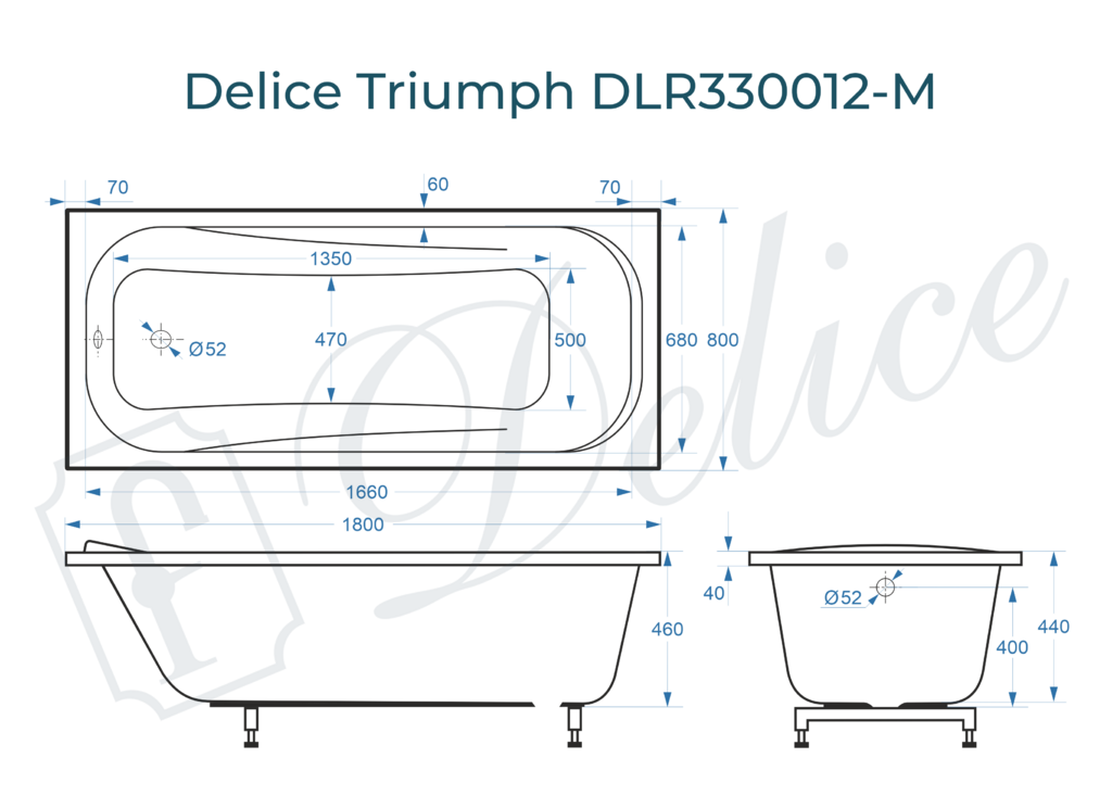 Ванна из искусственного камня Delice Triumph 180x80 матовая DLR330012-M