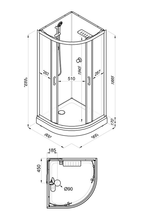 Душевая кабина Triton Прайм-Сатин А Б/К 90x90