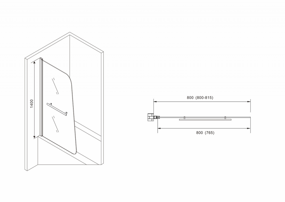 Шторка для ванны Abber Ewiges Wasser AG50080B 80x140