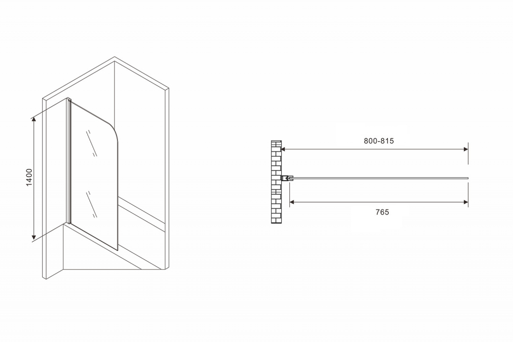 Шторка для ванны Abber Ewiges Wasser AG52080B 80x140