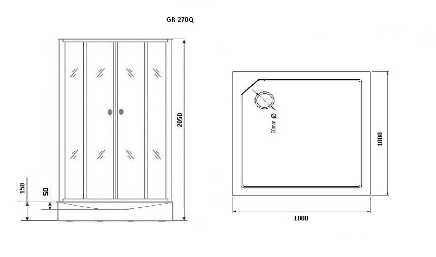 Душевая кабина Grossman GR-270Q L 100x100