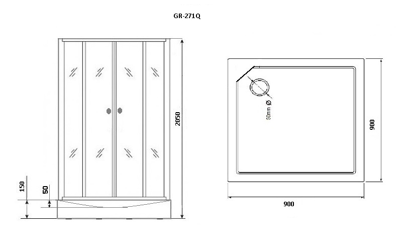 Душевая кабина Grossman GR-271Q R 90x90