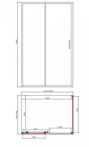 Душевое ограждение BandHours Smart/Flat-Glass 912 120x90