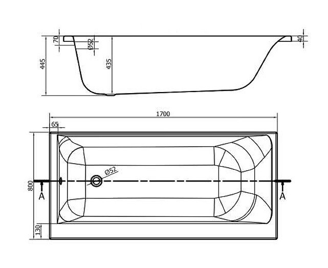 Акриловая ванна Cersanit Smart 170x80 R