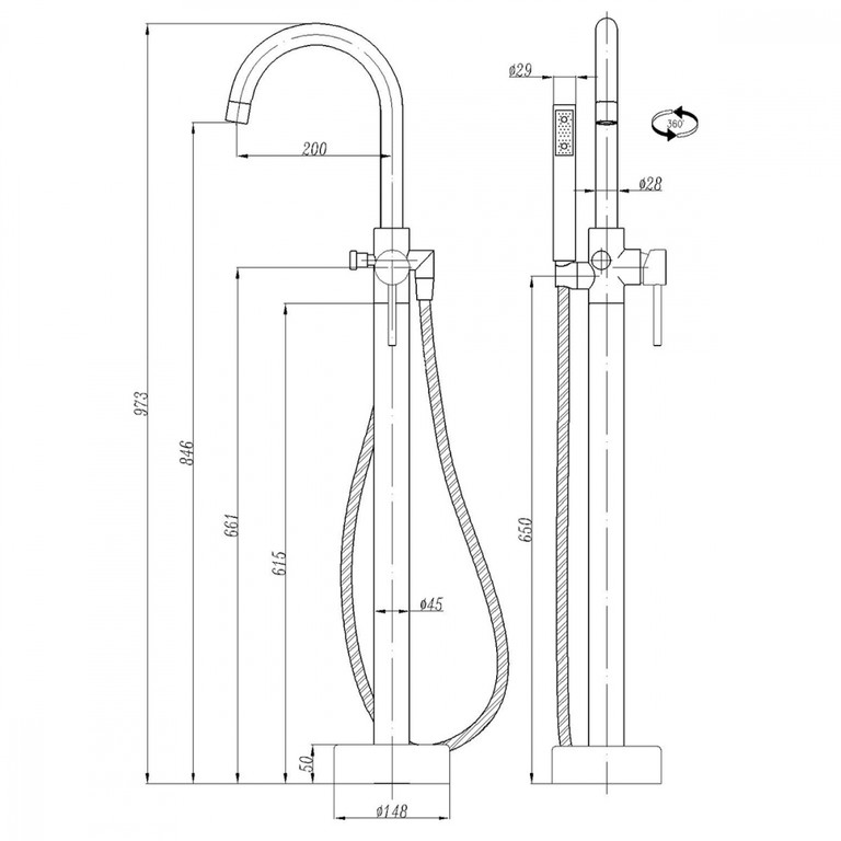 Смеситель напольный Abber Wasser Kreis AF8116B