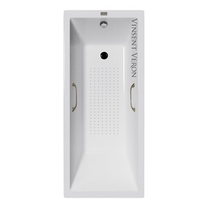 Чугунная ванна Vinsent Veron Square 140x70x45 с бронзовыми ручками и а/п
