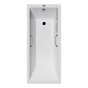 Чугунная ванна Vinsent Veron Square 140x70x45 с хромированными ручками и а/п