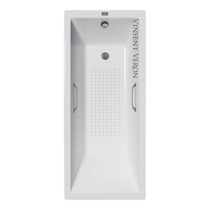 Чугунная ванна Vinsent Veron Square 140x70x45 с ручками оружейная сталь и а/п