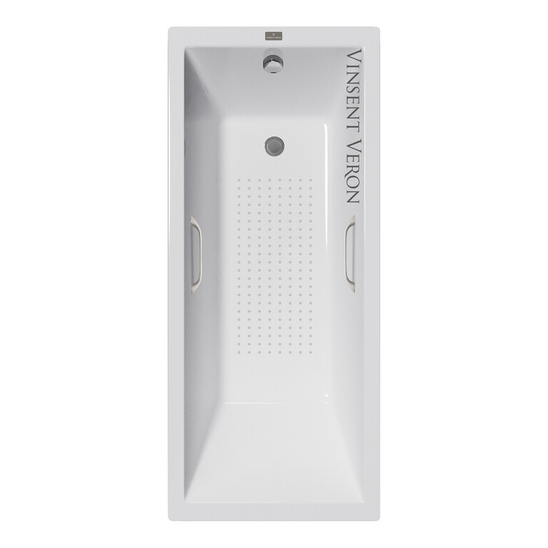 Чугунная ванна Vinsent Veron Square 170x75x45 с ручками цвет никель и а/п