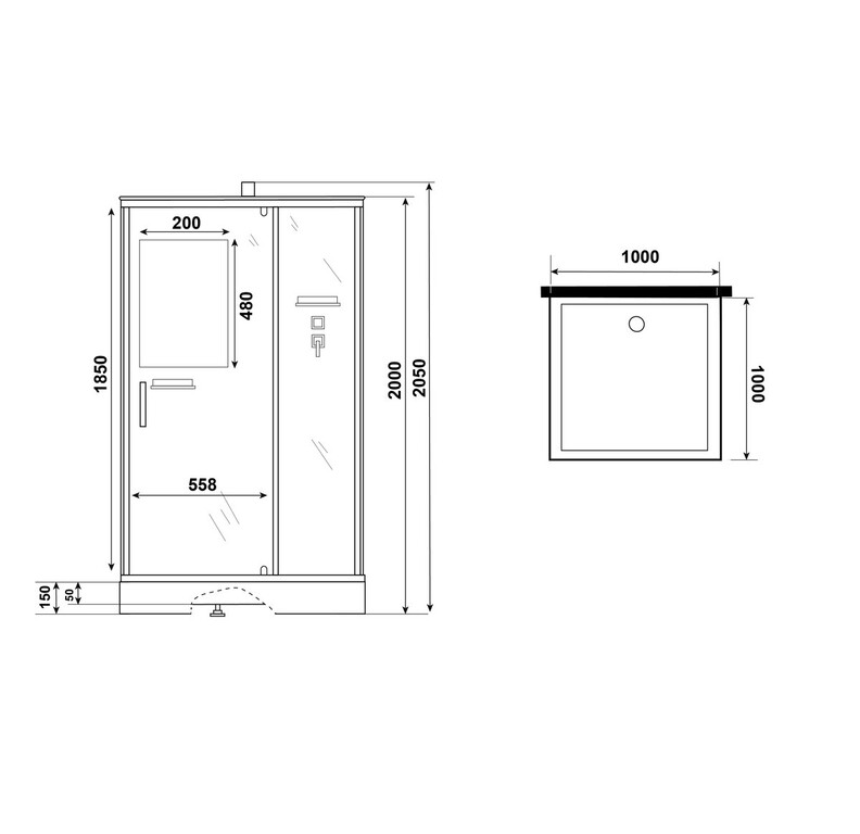 Душевая кабина Niagara ST100/15Q/BL/BK 100x100
