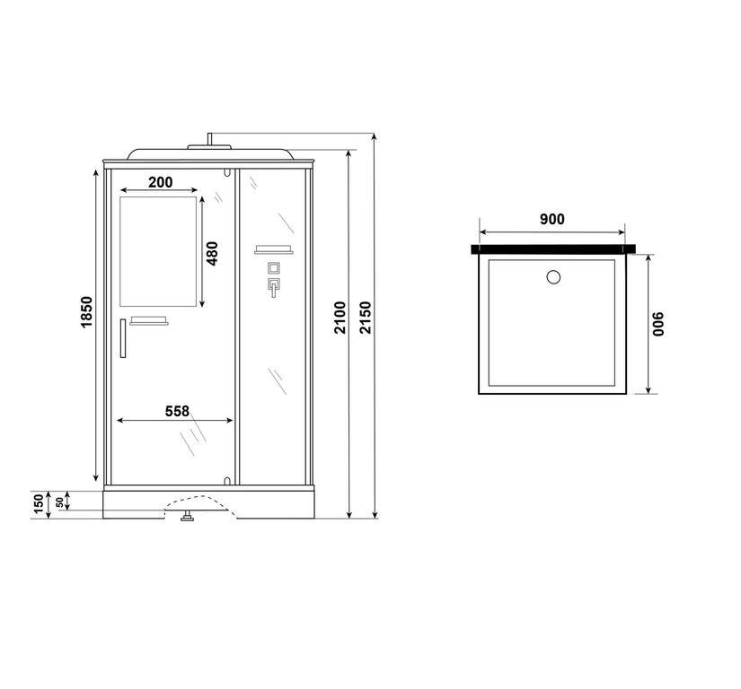 Душевая кабина Niagara ST90/15Q/BL 90x90
