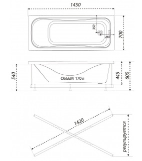 Акриловая ванна Triton Стандарт 145x70