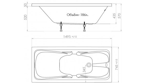 Акриловая ванна Triton Стандарт 150x75