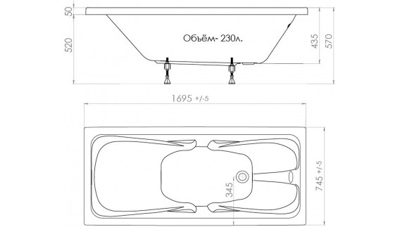 Акриловая ванна Triton Стандарт 170x75