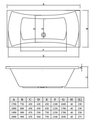 Акриловая ванна C-Bath Talia 170x75