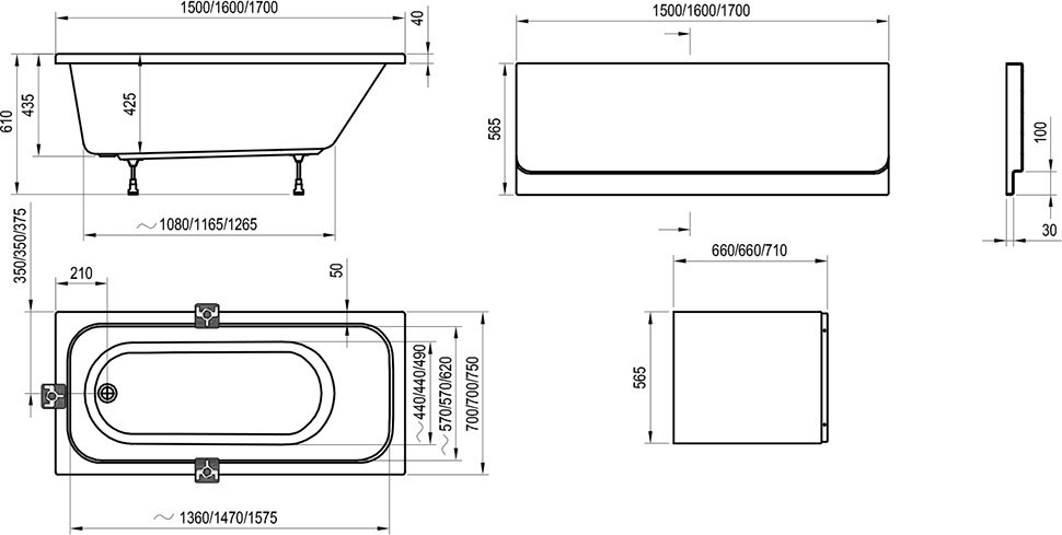 Акриловая ванна Ravak Chrome 150x70 C721000000