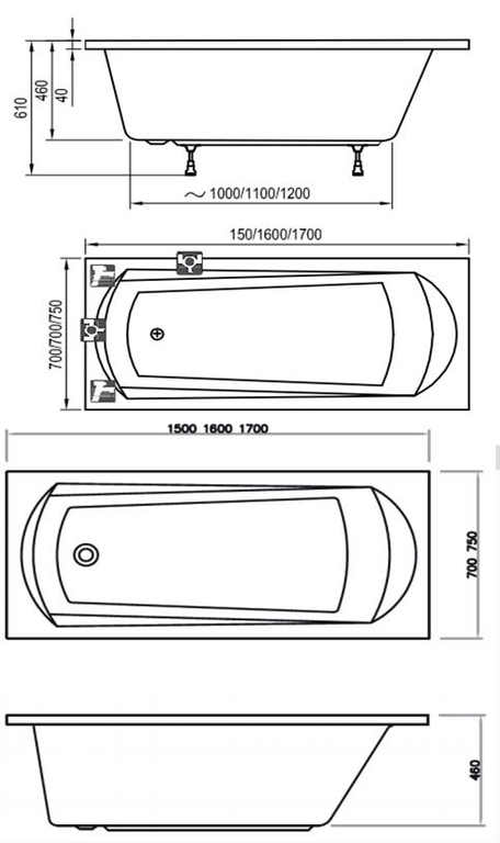 Акриловая ванна Ravak Domino 170x75 C631000000