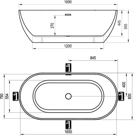 Акриловая ванна Ravak Freedom 169x80 XC00100020