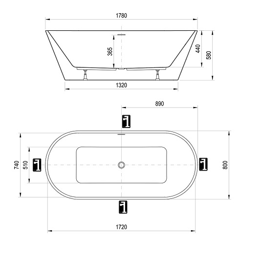 Акриловая ванна Ravak Solo 178x80 XC00100025