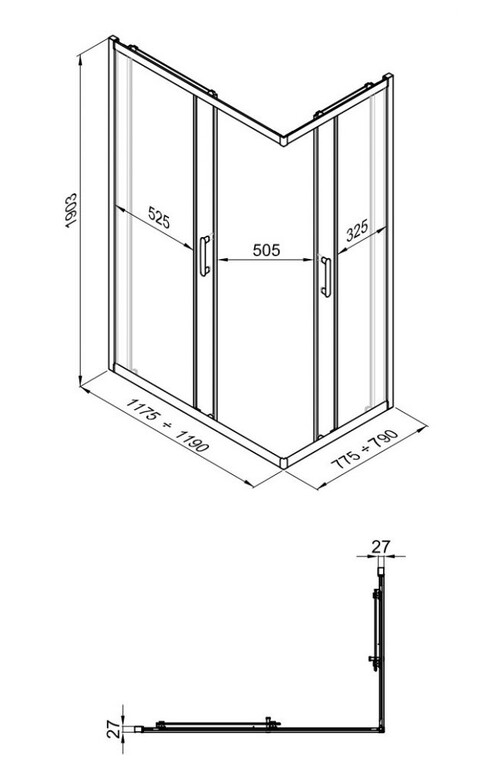 Душевое ограждение Triton Фикс хром 120x80