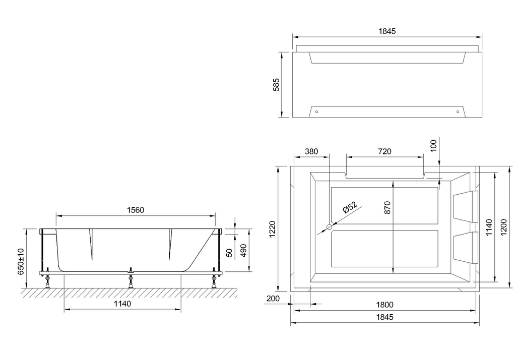 Акриловая ванна Royal Bath Triumph 180x120 в сборе