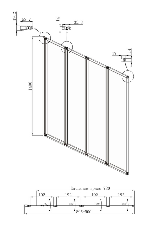 Шторка для ванны Ambassador Bath Screens 16041110R 90x140