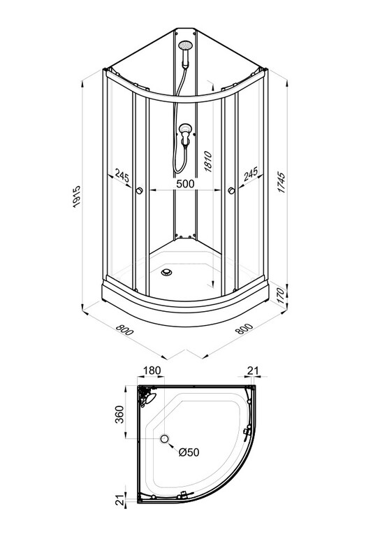 Душевая кабина Triton Ультра А Б/К 80x80