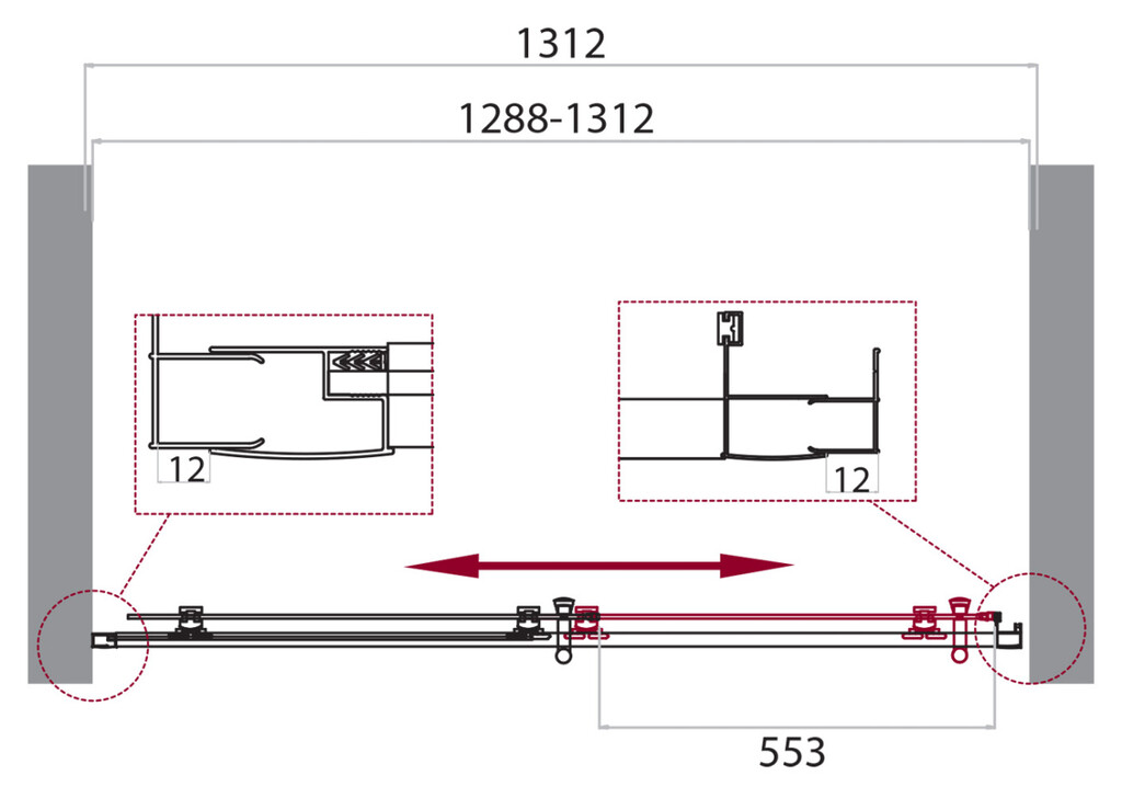 Душевая дверь BelBagno UNO-195-BF-1-130-CH-Cr 130x195
