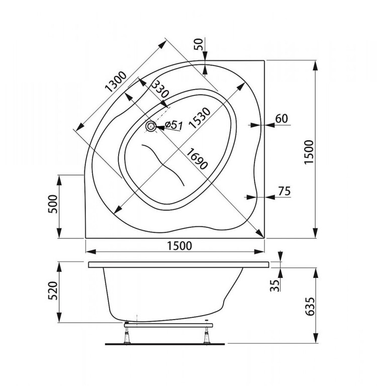 Акриловая ванна Vagnerplast Plejada 150x150
