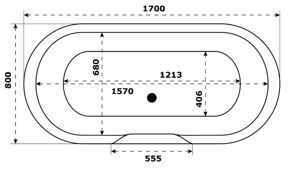 Ванна из искусственного камня Bas Венеция 170x80 серый