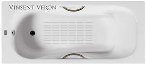 Чугунная ванна Vinsent Veron Aura 170x70x42 с бронзовыми ручками и а/п