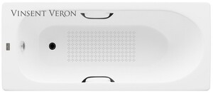 Чугунная ванна Vinsent Veron Soissons 170x70x42 с черными матовыми ручками и а/п