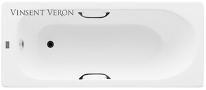 Чугунная ванна Vinsent Veron Soissons 170x70x42 с черными матовыми ручками