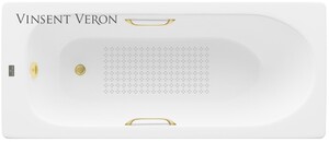 Чугунная ванна Vinsent Veron Soissons 170x70x42 с ручками матовое золото и а/п