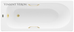 Чугунная ванна Vinsent Veron Soissons 170x70x42 с ручками матовое золото