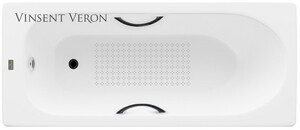 Чугунная ванна Vinsent Veron Soissons 170x70x42 с черными матовыми ручками и а/п