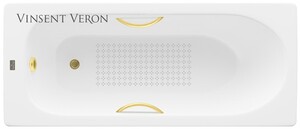 Чугунная ванна Vinsent Veron Soissons 170x70x42 с ручками матовое золото и а/п