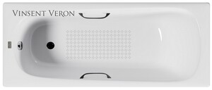 Чугунная ванна Vinsent Veron Concept 170x70x42 с черными матовыми ручками и а/п