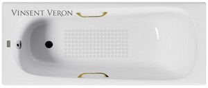 Чугунная ванна Vinsent Veron Concept 170x70x42 с золотыми ручками и а/п