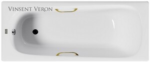 Чугунная ванна Vinsent Veron Concept 170x70x42 с золотыми ручками