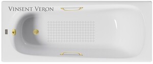 Чугунная ванна Vinsent Veron Concept 170x70x42 с ручками матовое золото и а/п