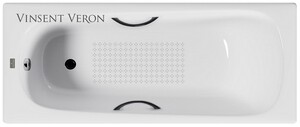 Чугунная ванна Vinsent Veron Concept 170x70x42 с черными матовыми ручками и а/п