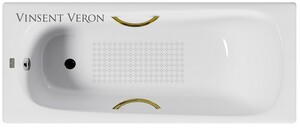 Чугунная ванна Vinsent Veron Concept 170x70x42 с золотыми ручками и а/п
