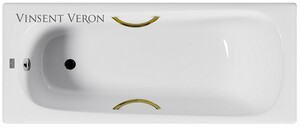 Чугунная ванна Vinsent Veron Concept 170x70x42 с золотыми ручками