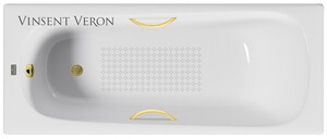 Чугунная ванна Vinsent Veron Concept 170x70x42 с ручками матовое золото и а/п