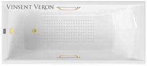 Чугунная ванна Vinsent Veron Devon 170x70x45 с ручками матовое золото и а/п